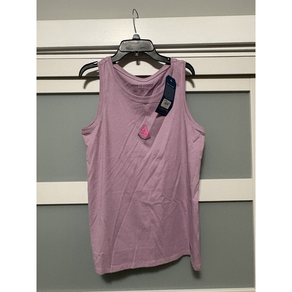 Life is Good Watercolor Watermelon Tank Top Shirt Size Medium Purple  NWT NEW